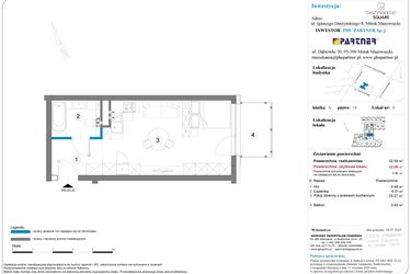 Rzut - Mieszkanie na sprzedaż 1 pokój o powierzchni 32,54 m² - numer A.1.05 w Daszyńskiego Square etap 1
