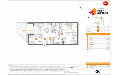 Rzut - Mieszkanie na sprzedaż 4 pokoje o powierzchni 68,66 m² - numer 3.1.D.26 w Osiedle przy Alejach etap 3
