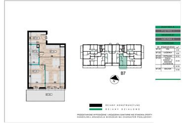 Rzut - Mieszkanie na sprzedaż 2 pokoje o powierzchni 42,5 m² - numer B07 w Lwowska 14