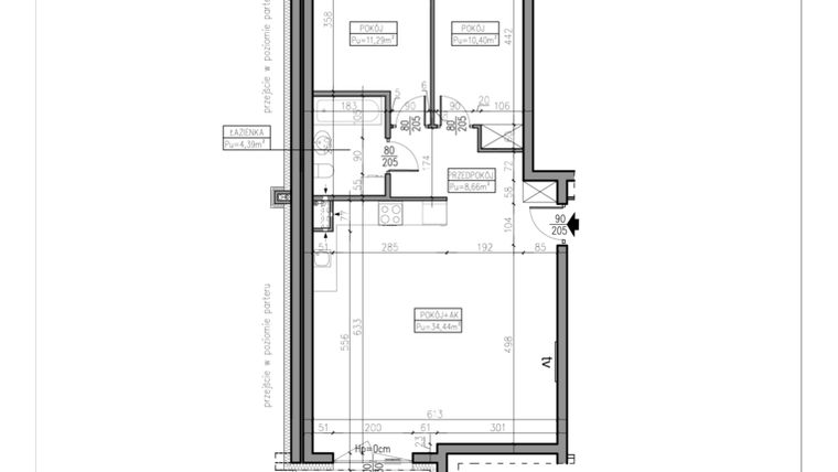 Rzut - Mieszkanie na sprzedaż 3 pokoje o powierzchni 69,18 m² - numer B1.04 w Osiedle Sadowa - V etap