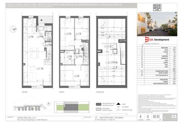 Rzut - Dom na sprzedaż 4 pokoje o powierzchni 86,95 m² - numer C.5 w Nova Wola Park