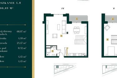 Rzut - Mieszkanie na sprzedaż 2 pokoje o powierzchni 87,08 m² - numer 4.8 w New Iron