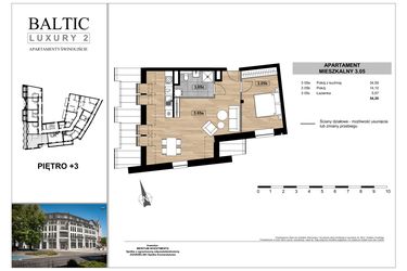 Rzut - Mieszkanie na sprzedaż 2 pokoje o powierzchni 54,26 m² - numer 3.05 w Baltic Luxury 2