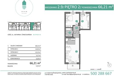 Rzut - Mieszkanie na sprzedaż 3 pokoje o powierzchni 66,21 m² - numer 03.2.9 w Port Jastarnia bud. 02, 03
