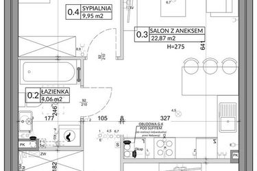 Rzut - Mieszkanie na sprzedaż 3 pokoje o powierzchni 57,39 m² - numer 79A w Osiedle Młodych etap VII