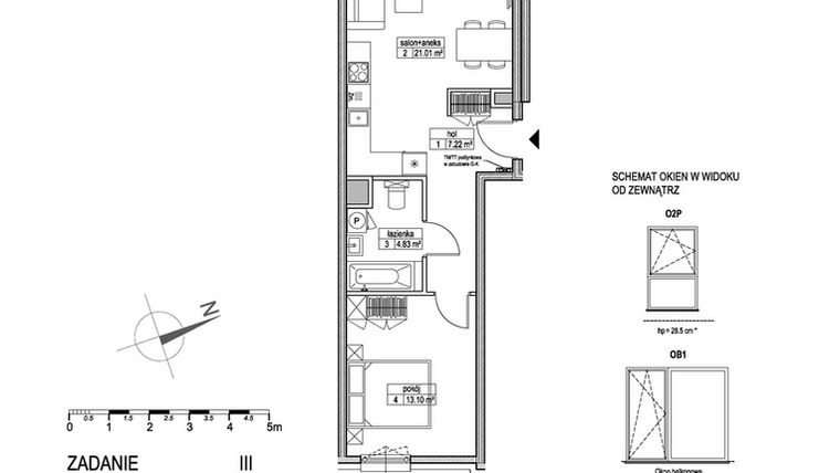 Rzut - Mieszkanie na sprzedaż 2 pokoje o powierzchni 46,08 m² - numer G.2.2.4 w Atut III