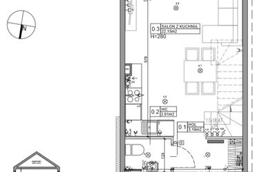 Rzut - Dom na sprzedaż 3 pokoje o powierzchni 58,53 m² - numer 20 w Zielone Ogrody