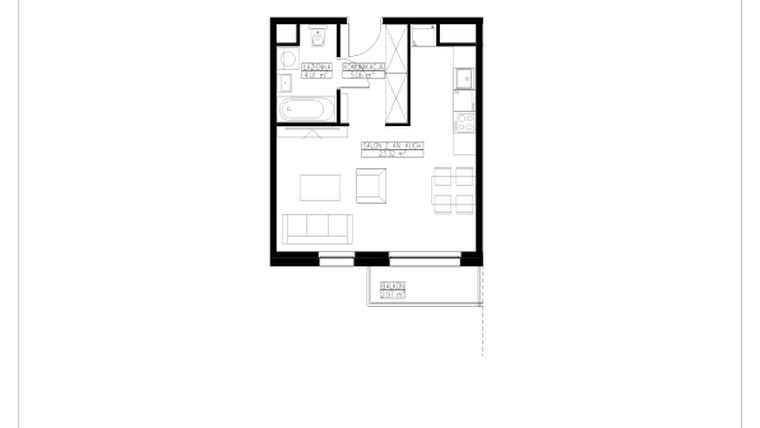 Rzut - Mieszkanie na sprzedaż 1 pokój o powierzchni 32,39 m² - numer B6.12 w Stacja Augustów B
