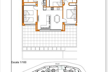 Rzut - Mieszkanie na sprzedaż 3 pokoje o powierzchni 88,53 m² - numer 91 w Xeresa del Monte