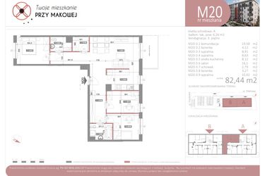 Rzut - Mieszkanie na sprzedaż 4 pokoje o powierzchni 82,44 m² - numer 20 w Przy Makowej