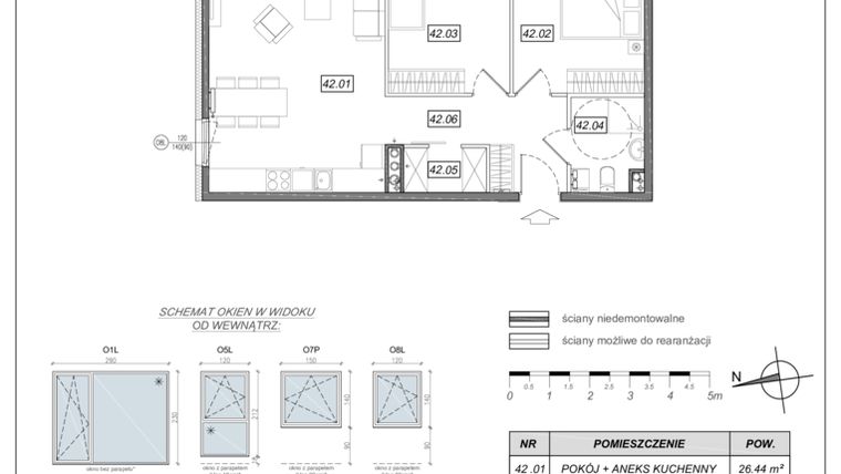 Rzut - Mieszkanie na sprzedaż 3 pokoje o powierzchni 63,11 m² - numer 4.A.42 w Urzeka bud. 4