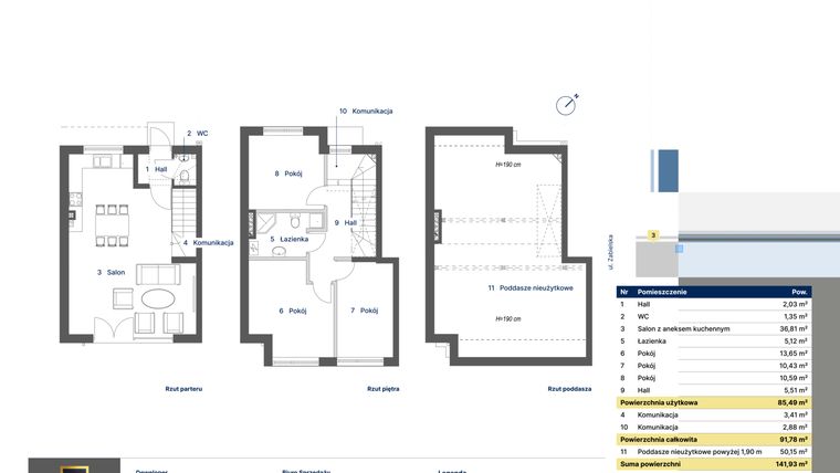 Rzut - Dom na sprzedaż 4 pokoje o powierzchni 91,78 m² - numer 3 w Nova Zabielska 2