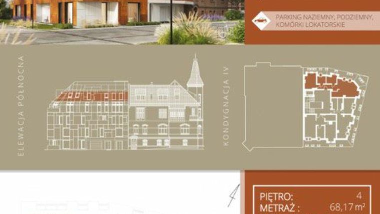Rzut - Mieszkanie na sprzedaż 3 pokoje o powierzchni 67,45 m² - numer B.4.1 w Browar Jedności