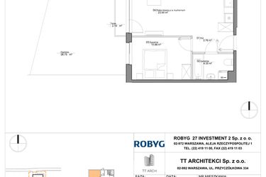 Rzut - Mieszkanie na sprzedaż 2 pokoje o powierzchni 42,43 m² - numer SU3/D/0/5 w Sady Ursynów III