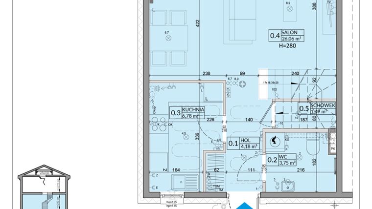Rzut - Dom na sprzedaż 4 pokoje o powierzchni 84,31 m² - numer 27A w Zielono Mi 2 etap 2