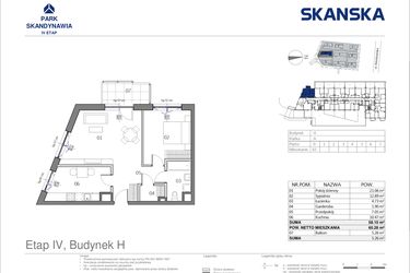 Rzut - Mieszkanie na sprzedaż 2 pokoje o powierzchni 58,1 m² - numer HA0002 w Park Skandynawia V