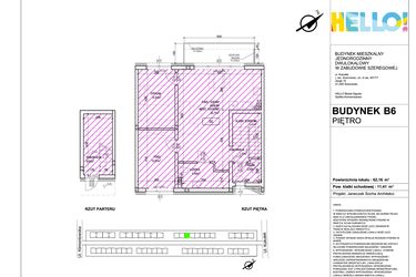 Rzut - Mieszkanie na sprzedaż 3 pokoje o powierzchni 62,16 m² - numer B6.2 w HELLO! KUKUŁKI bud. B
