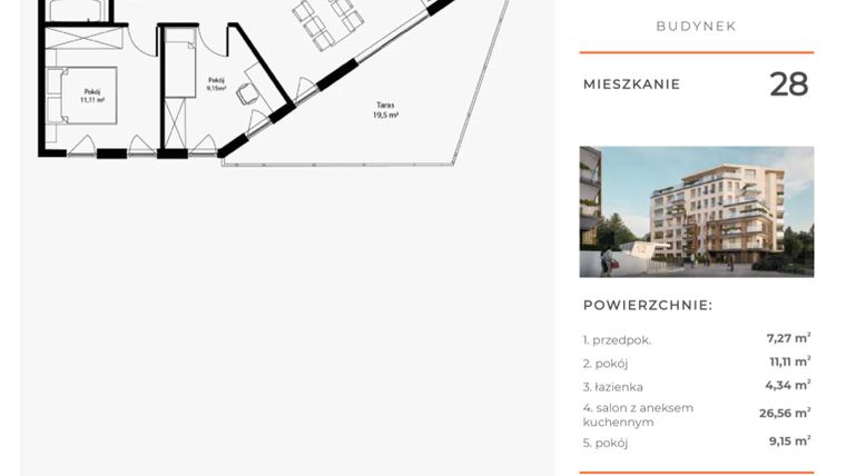 Rzut - Mieszkanie na sprzedaż 3 pokoje o powierzchni 58,43 m² - numer 28 w Bytkowska 4.0