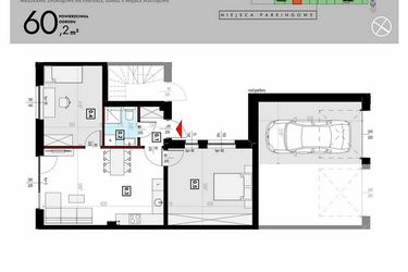 Rzut - Mieszkanie na sprzedaż 3 pokoje o powierzchni 76,87 m² - numer J3/1 w Osiedle Malarska etap VII