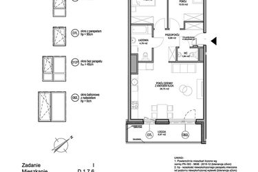 Rzut - Mieszkanie na sprzedaż 3 pokoje o powierzchni 64,04 m² - numer D.1.7.6 w Rumia Centralna
