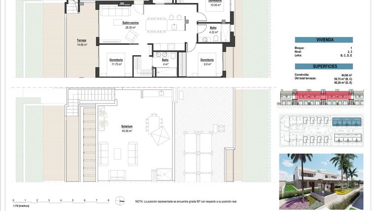 Rzut - Dom na sprzedaż 3 pokoje o powierzchni 84,56 m² - numer 8 w Domy w Los Alcázares - 51759931