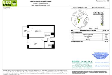 Rzut - Mieszkanie na sprzedaż 2 pokoje o powierzchni 36,35 m² - numer D155 w Jasielska 8C