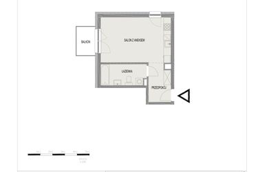 Rzut - Mieszkanie na sprzedaż 1 pokój o powierzchni 32,91 m² - numer B22 w Komuny Paryskiej 19a