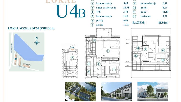 Rzut - Dom na sprzedaż 5 pokoi o powierzchni 85 m² - numer U4B w Tarasy Nad Stawem