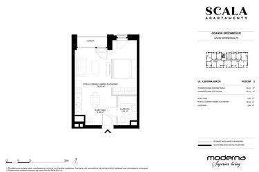Rzut - Mieszkanie na sprzedaż 1 pokój o powierzchni 35,32 m² - numer K-31 (E) w Scala