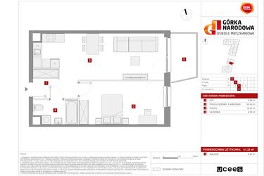 Rzut - Mieszkanie na sprzedaż 2 pokoje o powierzchni 51,25 m² - numer 5.1.B.10 w Osiedle Górka Narodowa etap 5