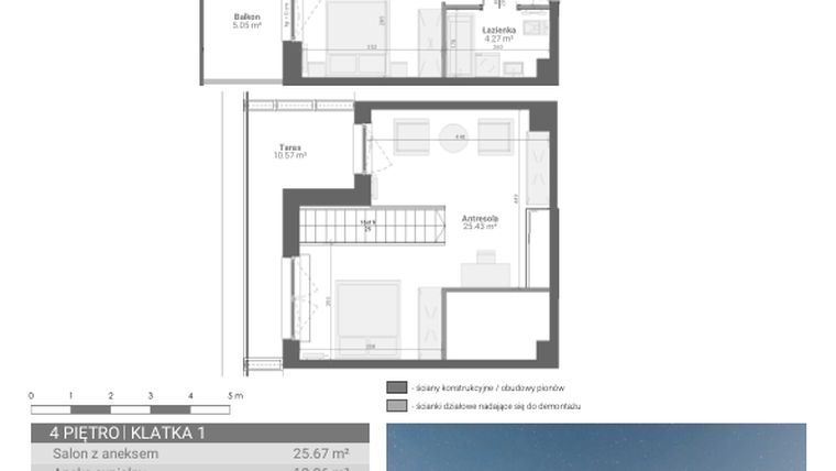 Rzut - Mieszkanie na sprzedaż 3 pokoje o powierzchni 65,43 m² - numer M19 w Ultra Marina etap II