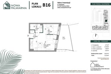 Rzut - Mieszkanie na sprzedaż 1 pokój o powierzchni 30,67 m² - numer B16 w Nowa Palmiarnia