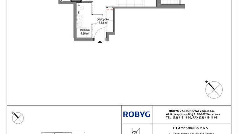 Rzut - Mieszkanie na sprzedaż 1 pokój o powierzchni 35,73 m² - numer A.1M04 w Kobieli 4