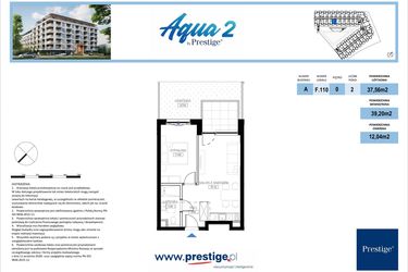 Rzut - Mieszkanie na sprzedaż 2 pokoje o powierzchni 39,2 m² - numer F.110 w Bel Mare (Międzyzdroje)