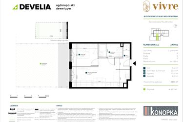 Rzut - Mieszkanie na sprzedaż 2 pokoje o powierzchni 45,48 m² - numer AA0002 w Vivre