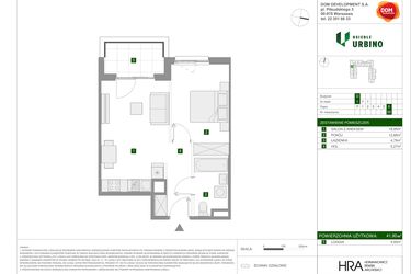 Rzut - Mieszkanie na sprzedaż 2 pokoje o powierzchni 41,9 m² - numer 55 w Osiedle Urbino etap 1.4