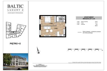 Rzut - Mieszkanie na sprzedaż 2 pokoje o powierzchni 42,72 m² - numer 2.04 w Baltic Luxury 2