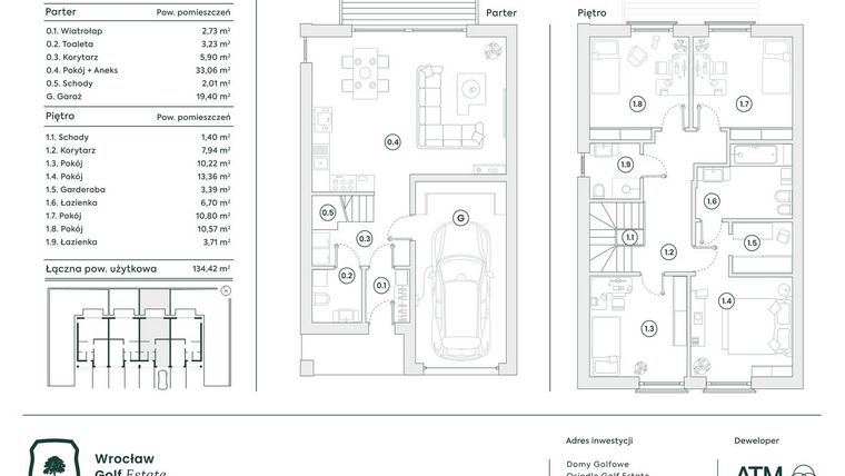 Rzut - Dom na sprzedaż 5 pokoi o powierzchni 134,15 m² - numer 35A w Domy Golfowe II