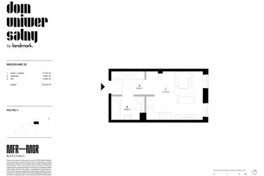 Rzut - Mieszkanie na sprzedaż 1 pokój o powierzchni 27,05 m² - numer 22 w Dom Uniwersalny