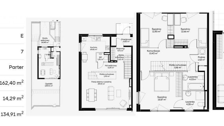 Rzut - Dom na sprzedaż 7 pokoi o powierzchni 256,59 m² - numer E01 w Jaśminowy Mokotów etap VI