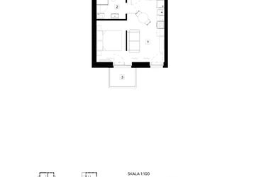 Rzut - Mieszkanie na sprzedaż 1 pokój o powierzchni 28,28 m² - numer M032 w Oh! Praga