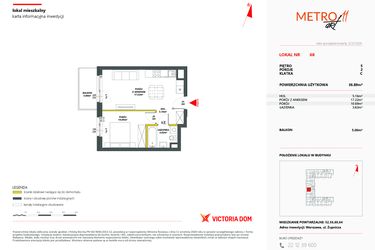 Rzut - Mieszkanie na sprzedaż 2 pokoje o powierzchni 36,94 m² - numer 68 w Metro Art 11