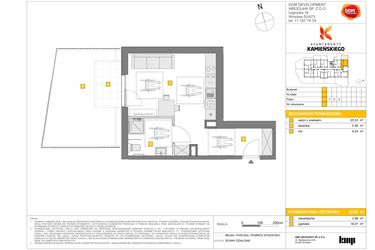 Rzut - Mieszkanie na sprzedaż 1 pokój o powierzchni 32,03 m² - numer A2 w Apartamenty Kamieńskiego