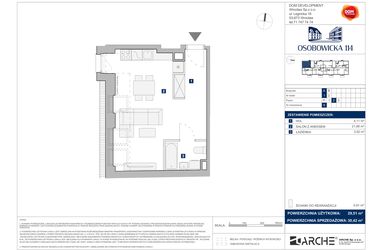 Rzut - Mieszkanie na sprzedaż 1 pokój o powierzchni 30,42 m² - numer A.9 w Osobowicka 114