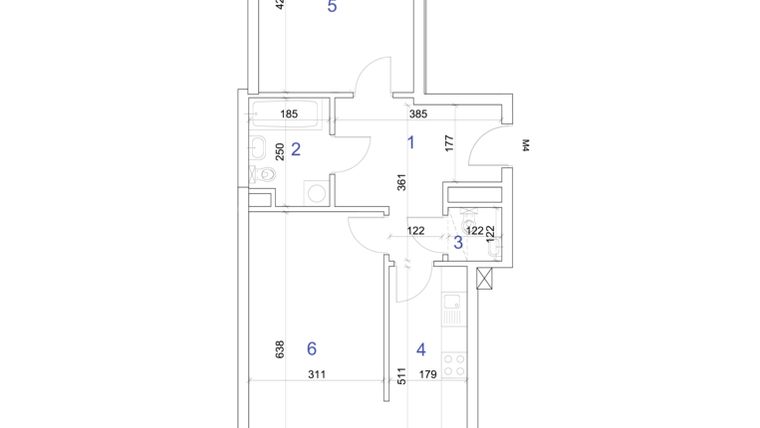 Rzut - Mieszkanie na sprzedaż 2 pokoje o powierzchni 60,41 m² - numer 6.4 w Mierzeja Wiślana etap IV