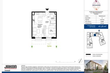 Rzut - Mieszkanie na sprzedaż 2 pokoje o powierzchni 41,25 m² - numer E.B36 w Wieruszowska E