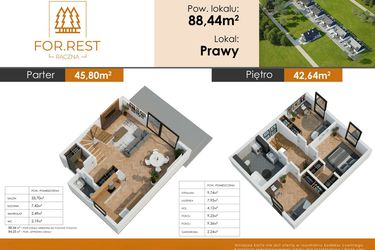 Rzut - Dom na sprzedaż 4 pokoje o powierzchni 88,44 m² - numer 6 w FOR.REST RĄCZNA