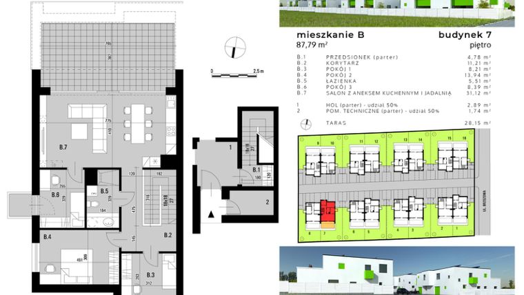 Rzut - Mieszkanie na sprzedaż 4 pokoje o powierzchni 83,56 m² - numer B.7 w Osiedle "Biała Dama"