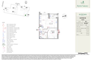 Rzut - Mieszkanie na sprzedaż 2 pokoje o powierzchni 38,44 m² - numer B6M1 w Rytm Natury