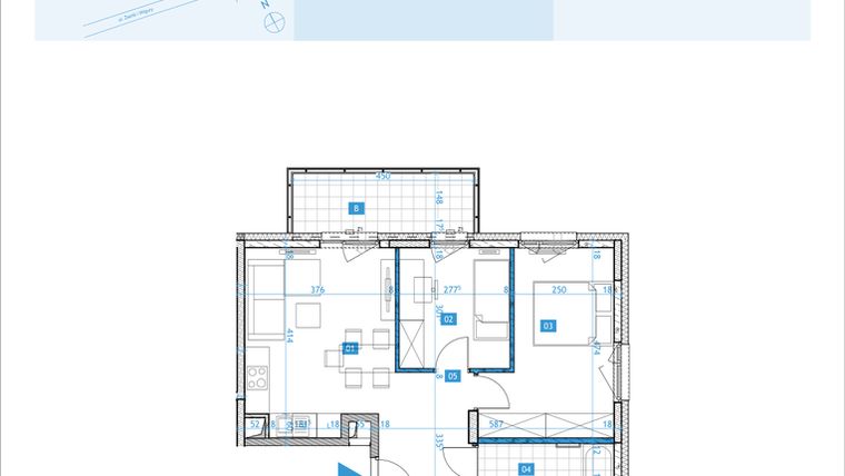 Rzut - Mieszkanie na sprzedaż 3 pokoje o powierzchni 51,67 m² - numer F15 w Osiedle Botaników etap F